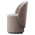 Modern Upholstered Stools In Beige And Blue With Round Design And Backrest