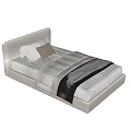 Minimalist Modern Single Bed Interior Design With Upholstered Beige Headboard White Mattress And Grey Bedding