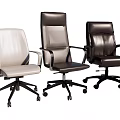 Modern Leather Office Chairs With Armrests And Rolling Base In Multiple Colors 3d model