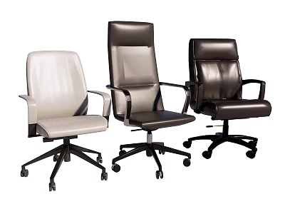 Modern Leather Office Chairs With Armrests And Rolling Base In Multiple Colors 3d model