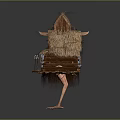 Unique Wooden House Featuring Thatch Roof Bird Like Legs Support And Wooden Details