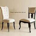 Elegant Dining Chairs With White Tufted Upholstery Curved Backrest And Carved Black Legs