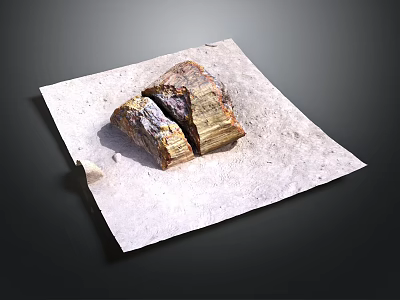 Split Wood Stone Material With Natural Texture And Surface Details On White Paper 3d model