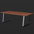 Rectangular Modern Wooden Table With Sleek Metal Legs And Minimalist Design 3d model