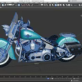 Classic Turquoise Motorcycle With Windshield Black Seat Chrome Details And Saddlebags