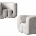 Modern Single Sofa With Light Gray Upholstered Fabric Round Armrests And Plush Backrest 3d model