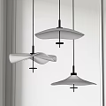 Modern Interior Design With Three Chandeliers White Shades And Gold Metal