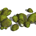 Green Moss Covered Stones And Wooden Elements For Natural Outdoor Landscaping