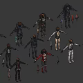 Multiple Game and Movie Characters With Orange Hair Different Outfits and Weapons