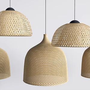Woven Bamboo Chandelier Woven Chandelier Japanese-style Bamboo and Rattan Chandelier 3d model