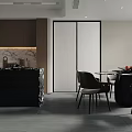 Modern Living Dining Room Interior Design With Large Windows Sofa Coffee Table And Chairs