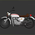 Vintage White Motorcycle With Brown Seat Red Stripes Chrome Engine And Black Wheels
