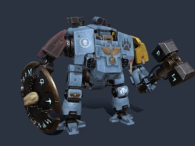 sci-fi mech robot mechanical armor war robot armed robot warhammer sci-fi robot 3d model