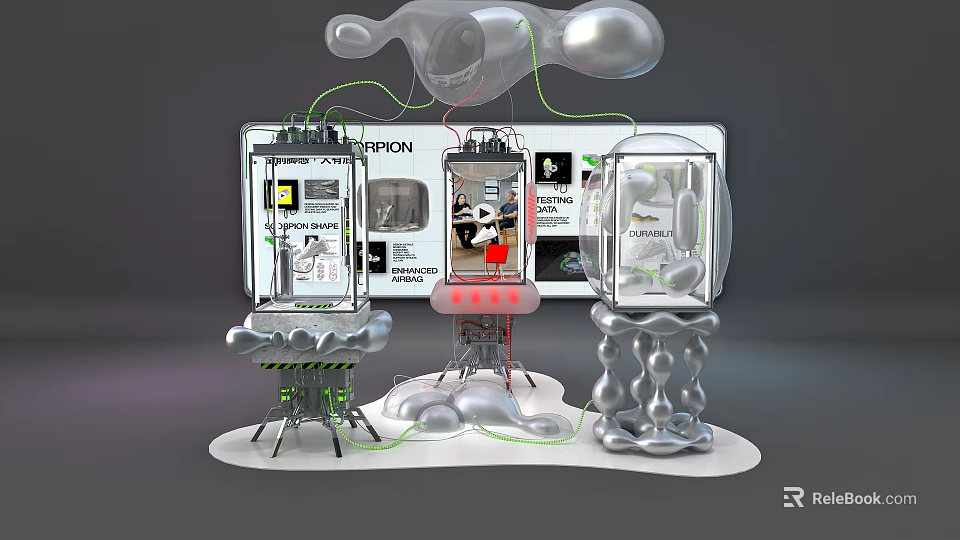 Futuristic Inflatable Model Display With Transparent Structure And Connected Installations 3d model
