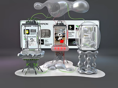 Futuristic Inflatable Model Display With Transparent Structure And Connected Installations 3d model