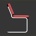 Red Modern Chair With White Frame And Comfortable Seat Cushion Backrest