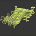 Decorative Scene Structure With Stone Slab Floor Wooden Steps And Light Fixtures