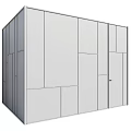 Modern Stylish Frosted Glass Partition With Black Frame For Interior Space