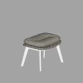 Modern Sofa Stool With White Legs Gray Padded Seat And Black White Patterned Fabric