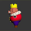 Animated Pig Game Character Wearing Red Coat With White Beard Yellow Crown And Purple Pants