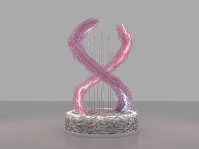 Modern Pink Spiral Art Sculpture With Rippled Base And Illuminated Curves 3d model
