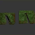 Green Textured Wooden Stone Decor Pieces With Unique Shapes And Rustic Brown Details