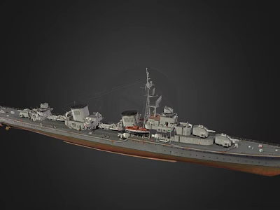 Warship Model Featuring Gray Hull Detailed Superstructure Mast And Naval Elements 3d model
