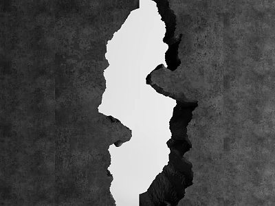 Black and White Background Wall Featuring Irregular Jagged Crack Design in Center 3d model