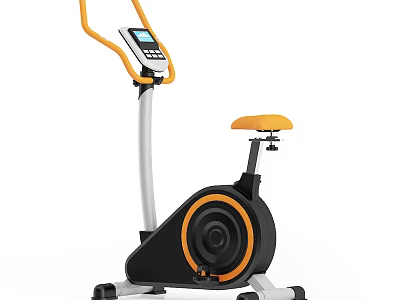 Indoor Stationary Exercise Bike With Digital Display Orange Seat Handlebars Black Frame For Gym Fitness 3d model