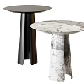 Modern Side Tables with Black and Marble Textured Bases for Stylish Home Decor 3d model