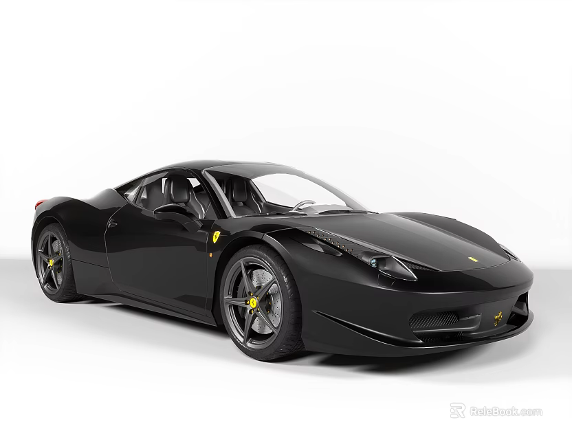 High Performance Black Sports Car With Sleek Exterior And Yellow Accent Wheels 3d model 
