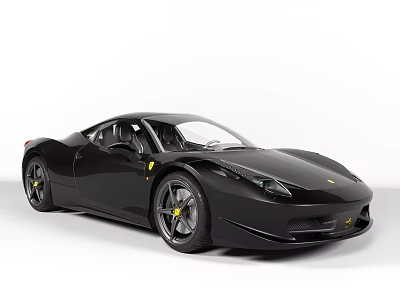 High Performance Black Sports Car With Sleek Exterior And Yellow Accent Wheels 3d model