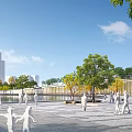 Modern Visitor Center With Open Plaza Greenery Water Feature And Visitors