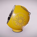 Yellow Round Design Portable Audio Speaker With Display Screen Control Buttons And Speaker Holes
