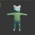 Mouse Character In Green Hoodie Blue Pants Ripped Detail And Red Shoes With Outstretched Arms