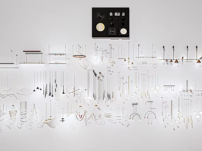 Stylish Chandelier Designs With Various Shapes On Display In Exhibition Space 3d model