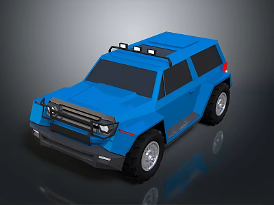 Blue Off Road SUV With Modern Design Roof Lights And Black Bumper 3d model