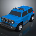 Blue Off Road SUV With Modern Design Roof Lights And Black Bumper
