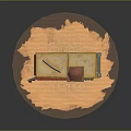 Traditional Desert Architecture Model With Clay Walls Red Roof Blue Base And Sandy Ground Decorations
