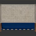 Blue And White Striped Beach Chair With Wooden Frame And Blue Canopy
