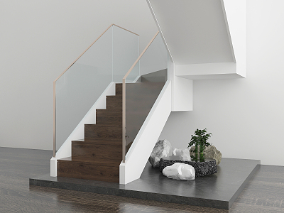 Modern staircase landscape combination 3d model