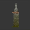 Vintage Stone Wall Lamp With Triangular Top Red Countertop And Mossy Base Design