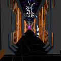 Modern KTV Corridor Interior With Vibrant Neon Lights And Reflective Floor Surfaces