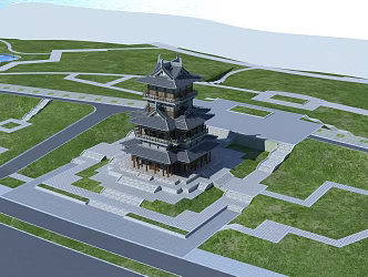 Chinese-style ancient building tower 3d model