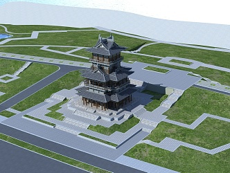 Chinese-style ancient building tower 3d model