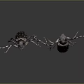 Flying Beetles With Long Antennae And Spotted Dark Bodies On Gray Background