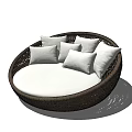 Comfortable Rattan Round Single Sofa With White Cushion And Soft Pillows