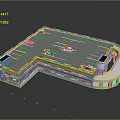 Multi Level Parking Lot Structure With Colored Vehicles Parking Lines And Entrance Exit 3d model
