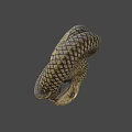 Game Movie Snake Character With Coiled Body Reticulated Pattern Scales And Raised Head