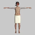 Injured Zombie Character With Bloody Wounds In Light Top And White Skirt